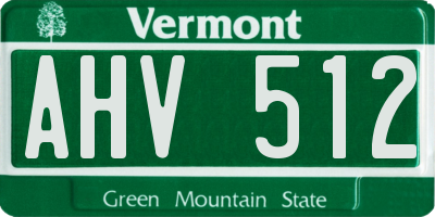 VT license plate AHV512