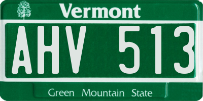 VT license plate AHV513