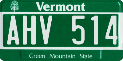 VT license plate AHV514