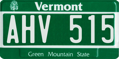 VT license plate AHV515