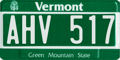 VT license plate AHV517