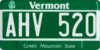 VT license plate AHV520