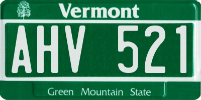 VT license plate AHV521