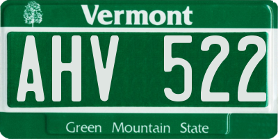 VT license plate AHV522