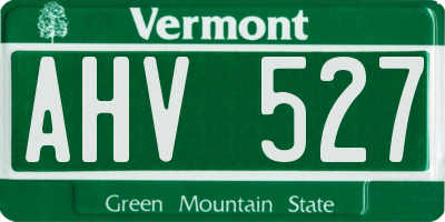 VT license plate AHV527