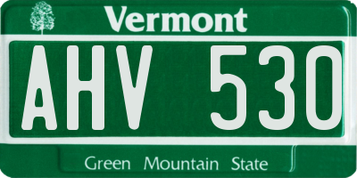 VT license plate AHV530