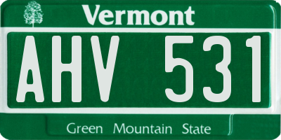 VT license plate AHV531