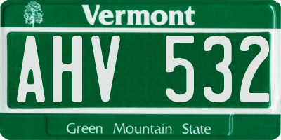VT license plate AHV532
