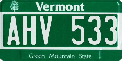 VT license plate AHV533