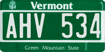 VT license plate AHV534