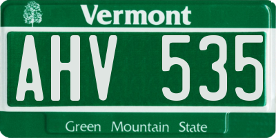 VT license plate AHV535