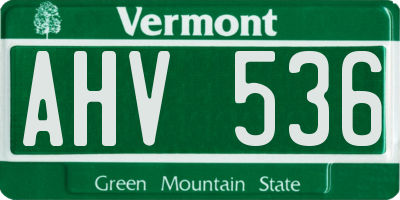VT license plate AHV536
