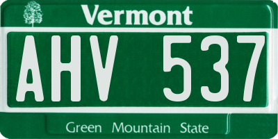 VT license plate AHV537