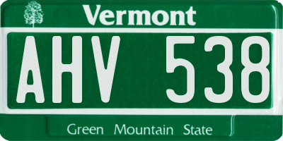 VT license plate AHV538