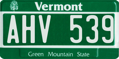 VT license plate AHV539