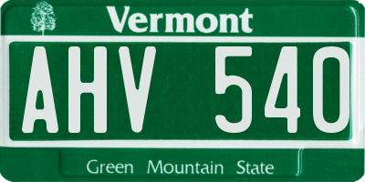VT license plate AHV540