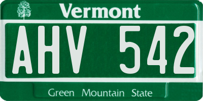 VT license plate AHV542