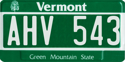 VT license plate AHV543