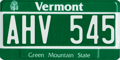 VT license plate AHV545