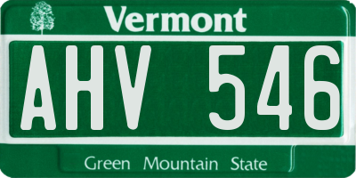 VT license plate AHV546