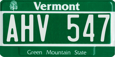 VT license plate AHV547