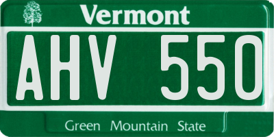 VT license plate AHV550