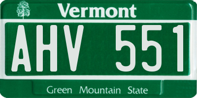 VT license plate AHV551