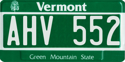 VT license plate AHV552