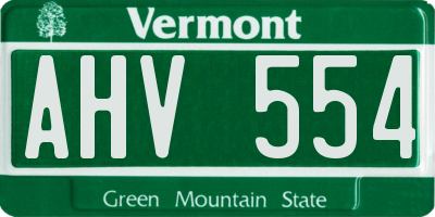 VT license plate AHV554