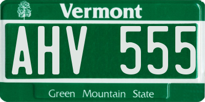 VT license plate AHV555
