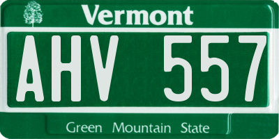 VT license plate AHV557