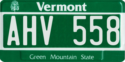 VT license plate AHV558