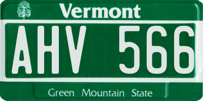 VT license plate AHV566