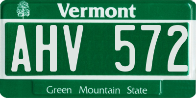 VT license plate AHV572