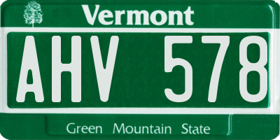 VT license plate AHV578