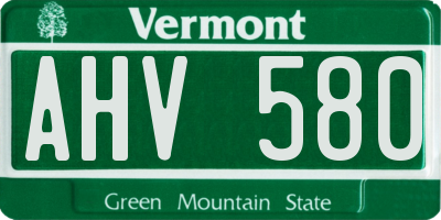 VT license plate AHV580