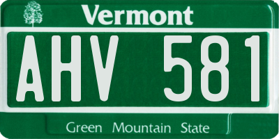 VT license plate AHV581
