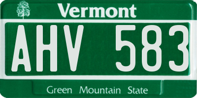 VT license plate AHV583