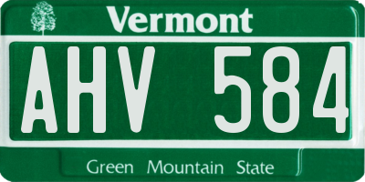 VT license plate AHV584