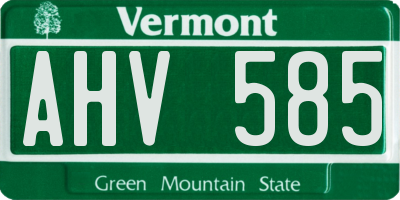 VT license plate AHV585