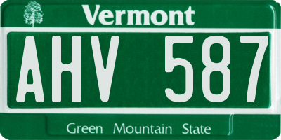 VT license plate AHV587
