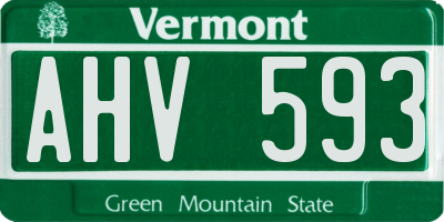 VT license plate AHV593