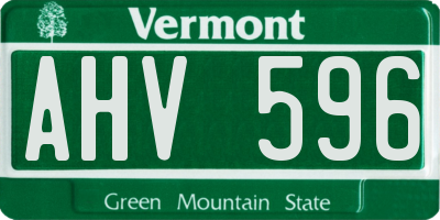 VT license plate AHV596