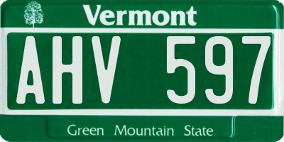 VT license plate AHV597