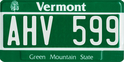 VT license plate AHV599