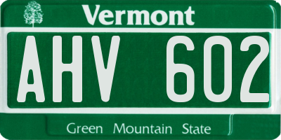 VT license plate AHV602