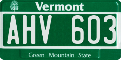 VT license plate AHV603