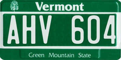 VT license plate AHV604