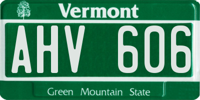 VT license plate AHV606