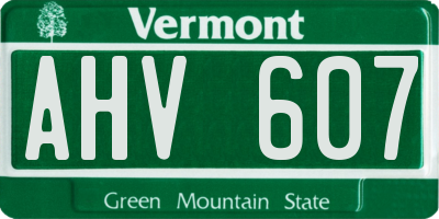 VT license plate AHV607
